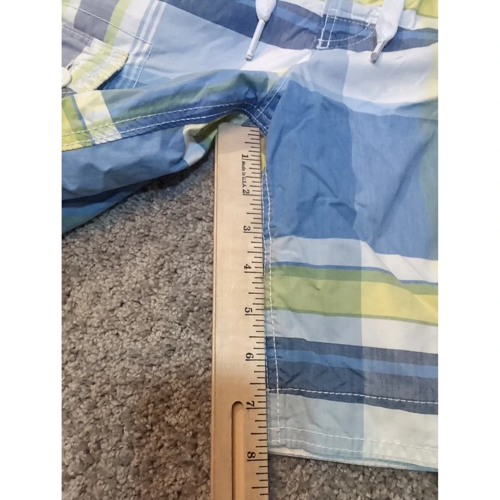Abercrombie Fitch Kids‎ Plaid Cargo Swim Trunks Shorts Blue Yellow White Size M